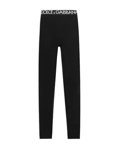Dolce & Gabbana Logo Waistband Jersey Leggings In Black
