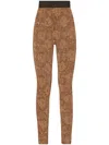 Dolce & Gabbana Logo-waistband Lace Leggings In Brown