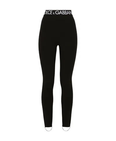 Dolce & Gabbana Logo-waistband Leggings In Black