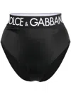 Dolce & Gabbana High-waisted Satin Briefs With Branded Elastic In Black