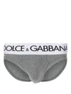 Dolce & Gabbana Mid-rise Briefs In Two-way Stretch Cotton In Grey