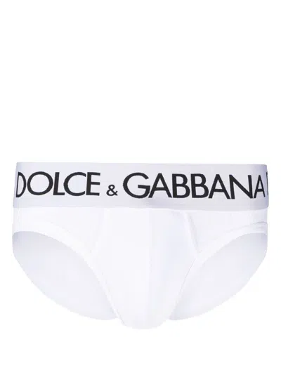 Dolce & Gabbana Logo-waistband Stretch Briefs In White