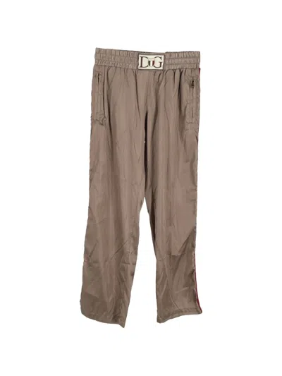 Pre-owned Dolce & Gabbana Logo-waistband Trousers In Neutral
