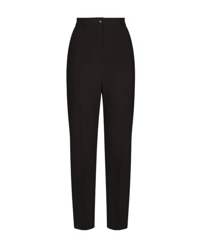 Dolce & Gabbana Wool Pants With Duchesse Tuxedo Band In Black