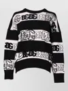 Dolce & Gabbana Logo Wool Pullover Sweater Striped Design In Black