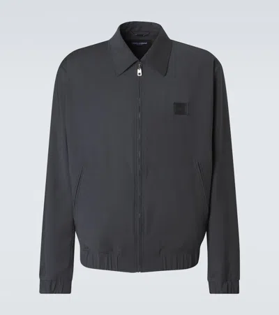 Dolce & Gabbana Logo Wool-blend Blouson Jacket In Gray