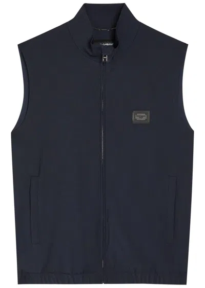 Dolce & Gabbana Logo Wool-blend Gilet In Blue