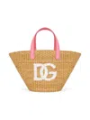DOLCE & GABBANA LOGO WOVEN FLORAL-LINED TOTE BAG