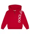 Dolce & Gabbana Logo Zip-up Cotton Hoodie In Rosso Lacca