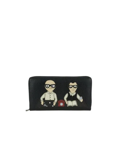 Dolce & Gabbana Logo Zipper Wallet In Black