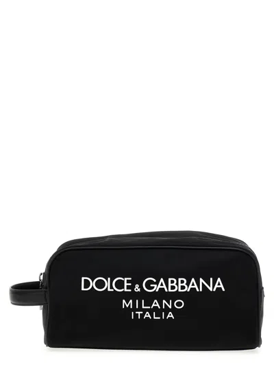 Dolce & Gabbana Logo-appliqué Nylon Cosmetic Case In Black