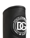 Dolce & Gabbana Logo-appliqué Rubberized Leather Boot In Black