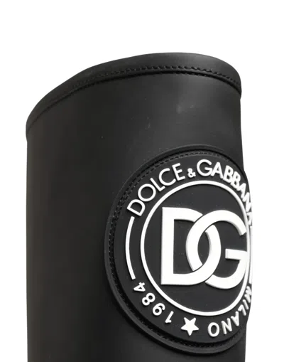 Dolce & Gabbana Logo-appliqué Rubberized Leather Boot In Black