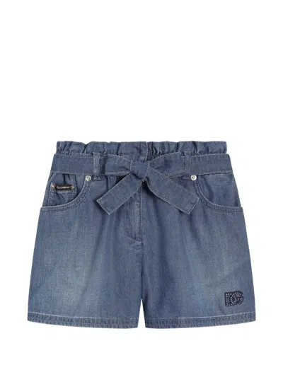 Dolce & Gabbana Kids' Logo-detail Denim Shorts In Blue