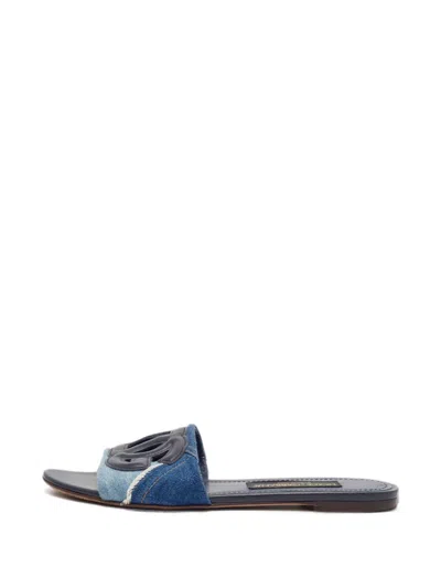 Pre-owned Dolce & Gabbana Logo-detail Flat Sandals In Blue