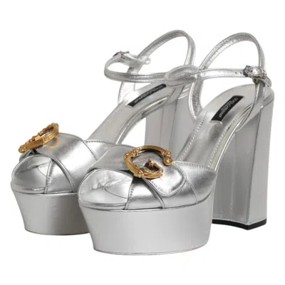 Dolce & Gabbana Logo-detailed Platform Platform Sandal In Silver