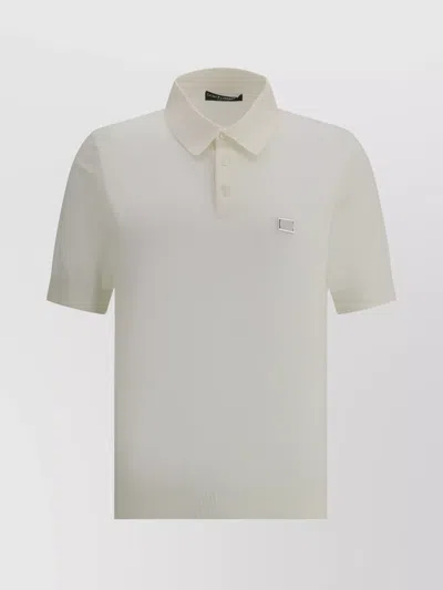 Dolce & Gabbana Logoed Collared Polo Shirt With Short Sleeves In White