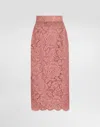 Dolce & Gabbana Logoed Floral Cordonet Lace Pencil Skirt