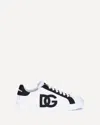 Dolce & Gabbana Portofino Light Strobel Sneakers In Canvas And Calfskin In White