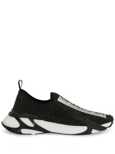 Dolce & Gabbana Logo-print Low-top Sneakers In Black_white