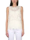 Dolce & Gabbana Logoed Stretch Lace Top In White