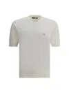 Dolce & Gabbana Logoed T-shirt With Ribbed Crew Neck In Bianco