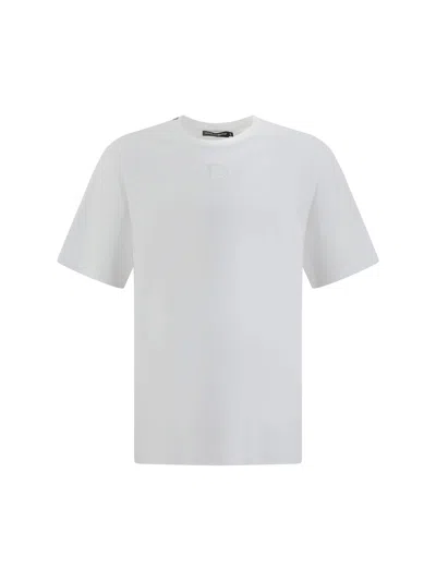 Dolce & Gabbana Men Logoed T-shirt In Bianco Ottico