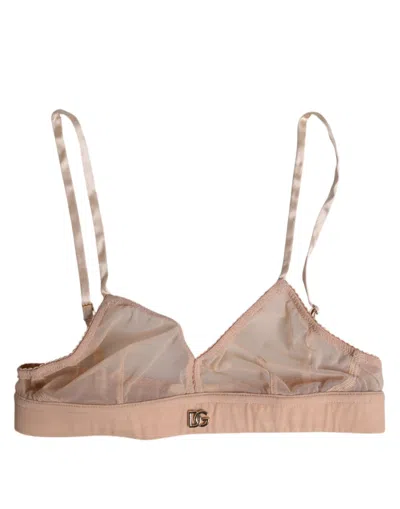 Dolce & Gabbana Logo-embellished Soft Cup Bra In Brown