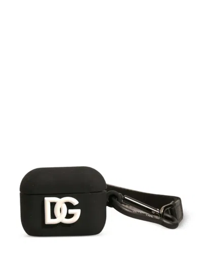 Dolce & Gabbana Silicone Logo Airpods Case Strap Attachment In Black