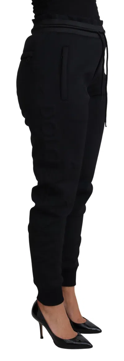 Dolce & Gabbana Logo-embossed Polyester Joggers In Black