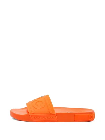 Pre-owned Dolce & Gabbana Logo-embossed Sandals In Orange