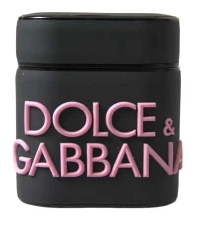Dolce & Gabbana Logo-embossed Silicone Airpods Case In Black