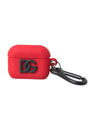 Dolce & Gabbana Logo-embossed Silicone Airpods Case In Red