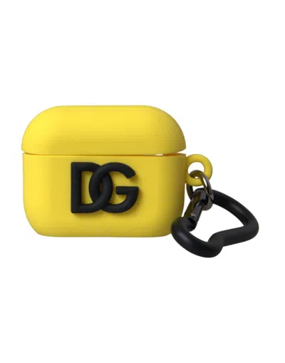 Dolce & Gabbana Logo-embossed Silicone Airpods Case In Yellow