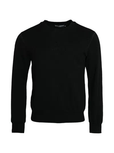 Dolce & Gabbana Cotton Crew Neck Long Sleeve Sweatshirt In Black