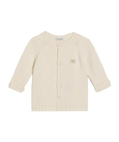 Dolce & Gabbana Logo-embroidered Cardigan In Gold