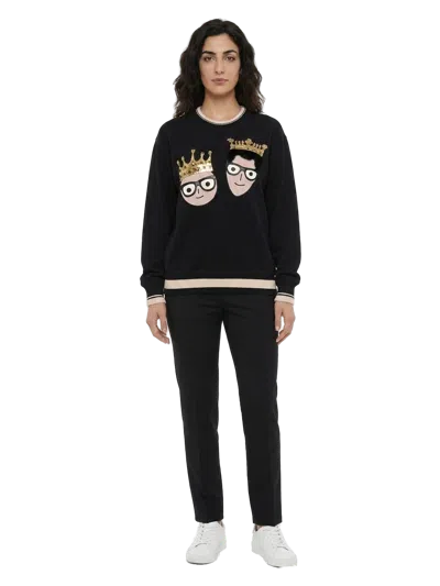 Dolce & Gabbana Logo-embroidered Cotton Blend Sweatshirt In Black