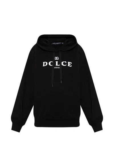 Dolce & Gabbana Long-sleeved Hooded Sweatshirt In Black