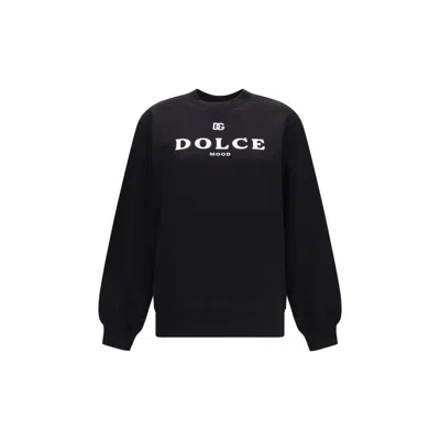 Dolce & Gabbana Logo-embroidered Cotton Sweatshirt In Black