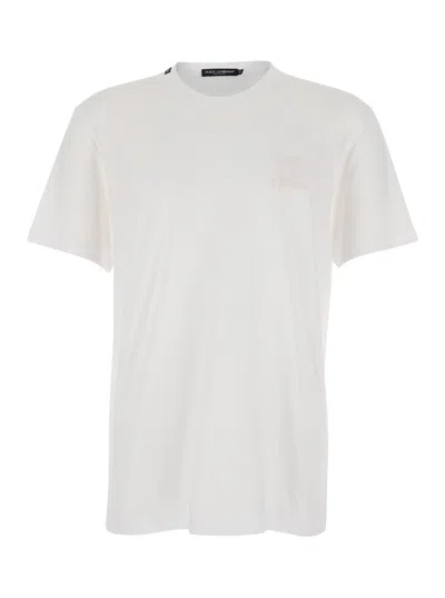 Dolce & Gabbana Logo-embroidered Cotton T-shirt In White