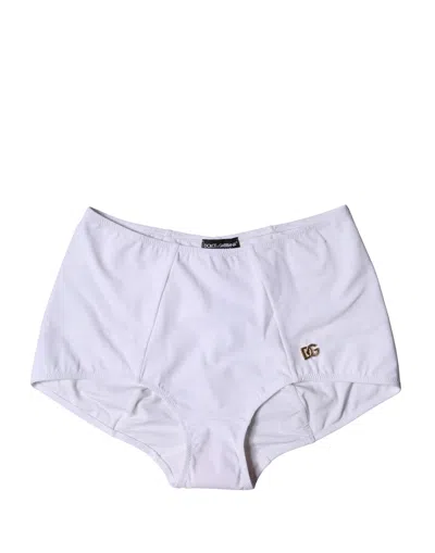 Dolce & Gabbana Logo-embroidered High-waist Panty In White