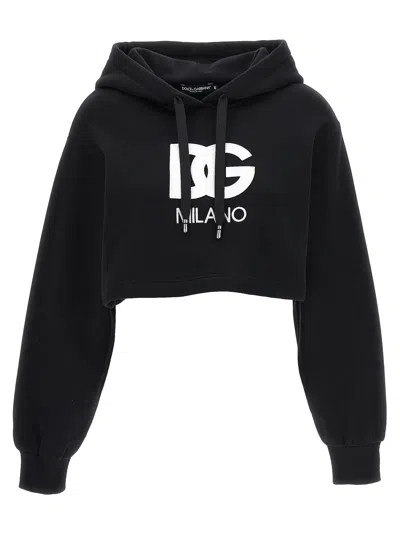 Dolce & Gabbana Logo-embroidered Hoodie In Black