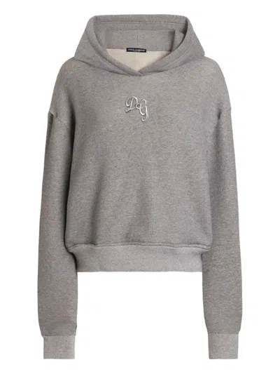Dolce & Gabbana Hoodie Mit Logo-stickerei In Gray