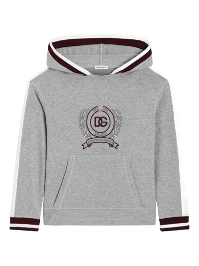 Dolce & Gabbana Kids' Logo-embroidered Hoodie In Gray
