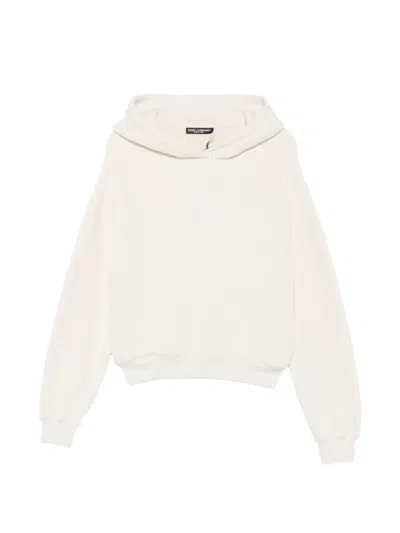 Dolce & Gabbana Logo-embroidered Hoodie In Neutral