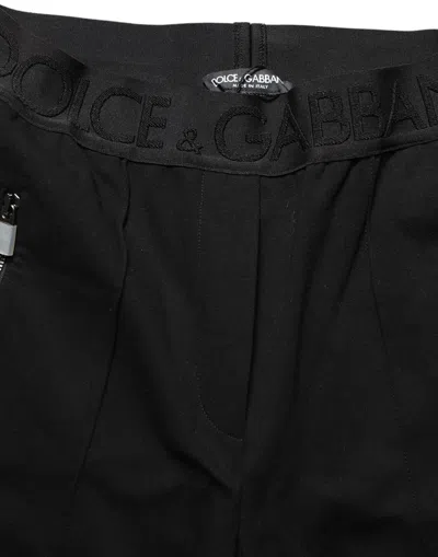 Dolce & Gabbana Logo-embroidered Mid-waist Trousers In Black
