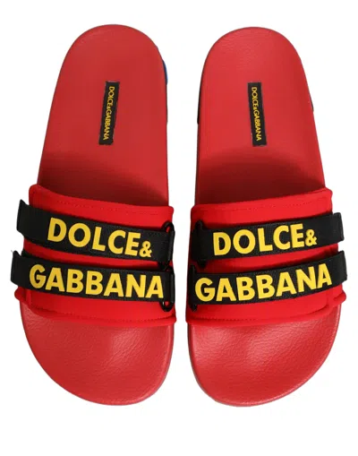 Dolce & Gabbana Logo-embroidered Nylon Blend Slide In Red