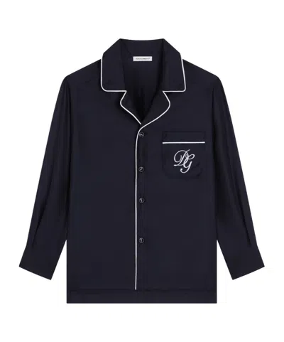 Dolce & Gabbana Kids' Logo-embroidered Piped Shirt In Blue