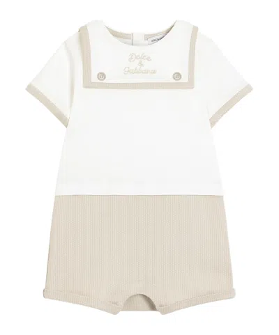 Dolce & Gabbana Kids' Logo-embroidered Romper In Neutral