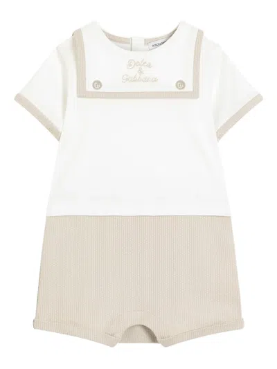 Dolce & Gabbana Babies' Logo-embroidered Romper In White